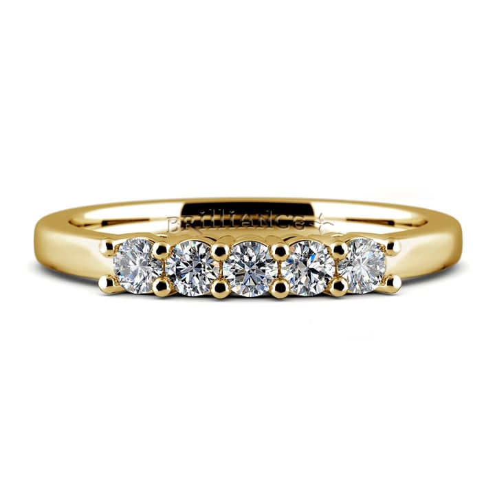 Five Diamond Wedding Ring in Yellow Gold  | 05