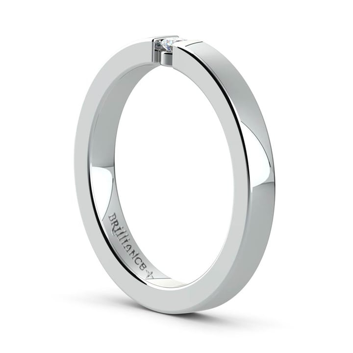 Flat Promise Ring with Round Diamond in White Gold (2.75mm) | 04