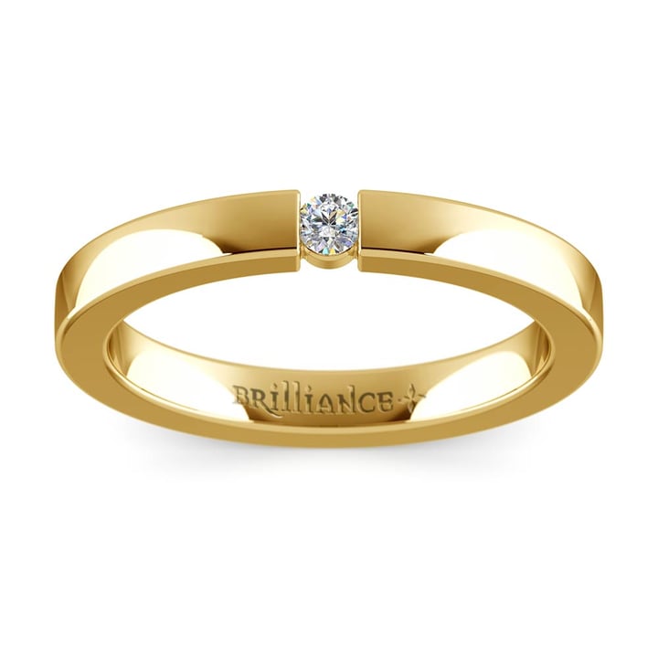 Flat Promise Ring with Round Diamond in Yellow Gold (2.75mm) | 02