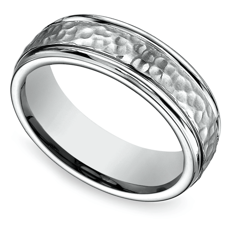 Hammered Titanium Ring For Men | Zoom