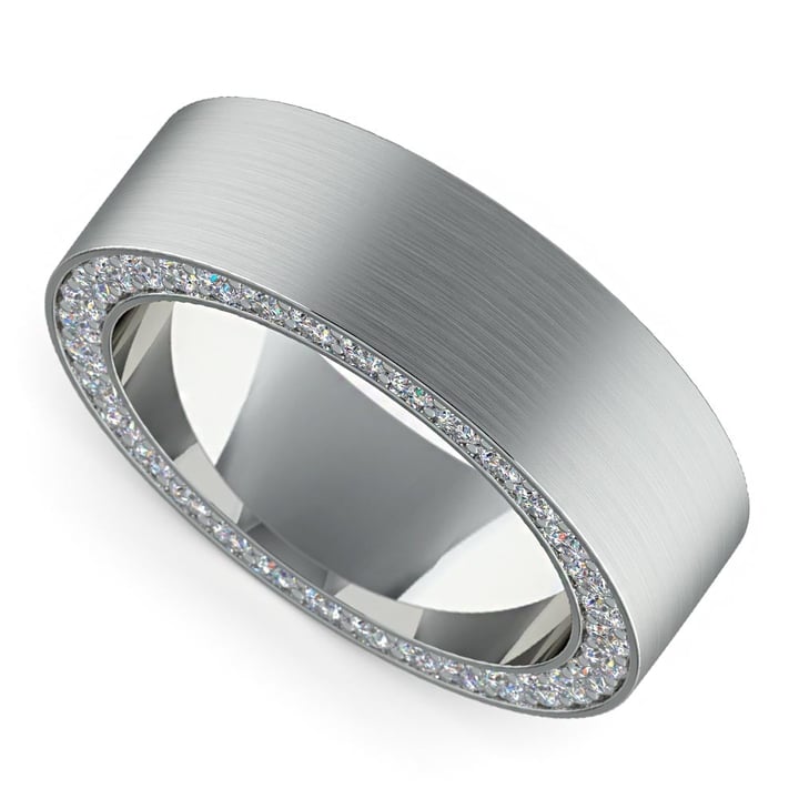 Hidden Diamond Men's Wedding Ring in Platinum (7mm) | Zoom