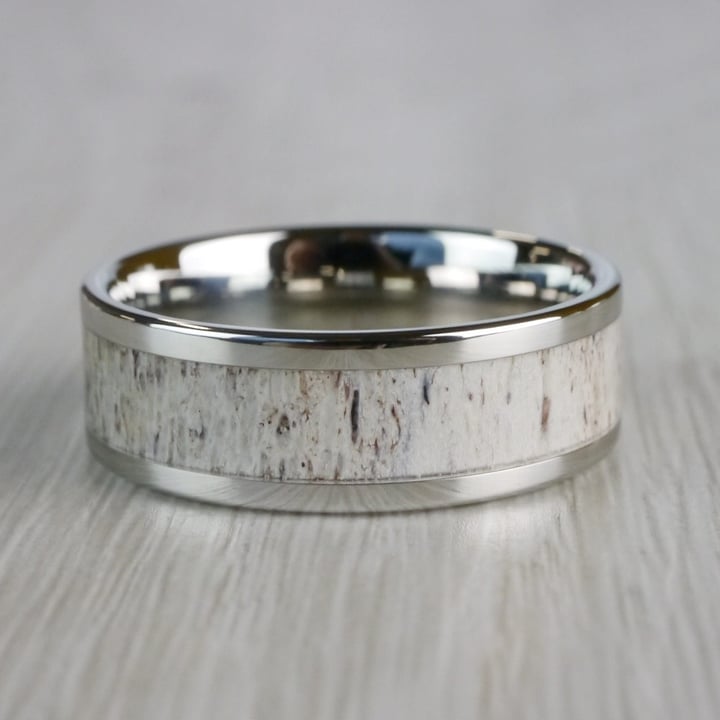 The Hunt - Cobalt Mens Wedding Ring With Antler Inlay (8mm) | Thumbnail 04