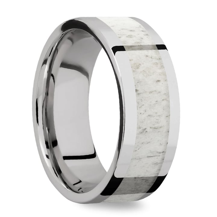 The Hunt - Cobalt Mens Wedding Ring With Antler Inlay (8mm) | Thumbnail 02
