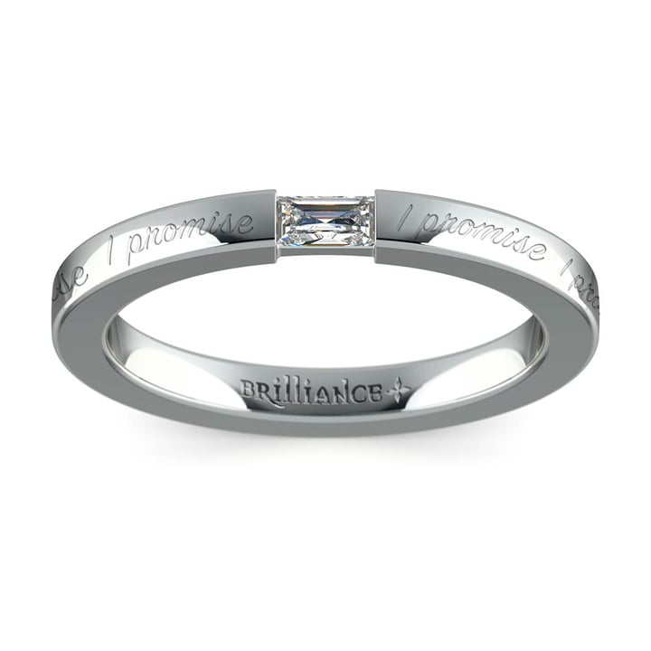 "I Promise" Baguette Diamond Promise Ring in White Gold (2.5mm) | Thumbnail 02