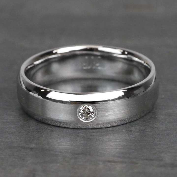 Inset Beveled Men's Wedding Ring in White Gold (6mm) | 03