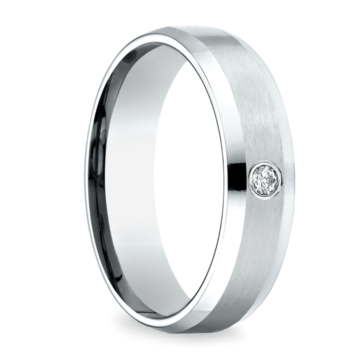 Inset Beveled Men's Wedding Ring in White Gold (6mm) | Thumbnail 02