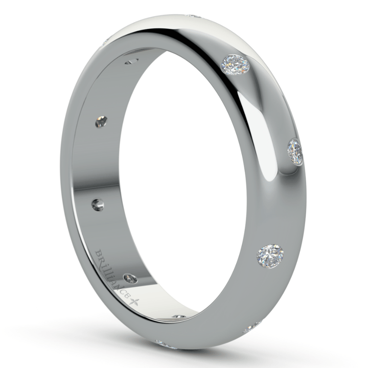 Inset Diamond Wedding Ring in White Gold (4mm) | Thumbnail 05