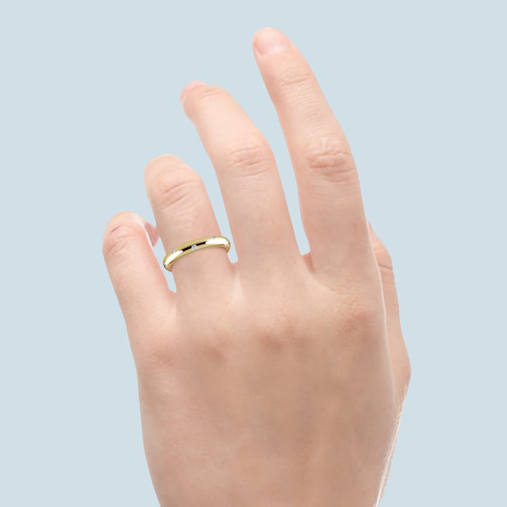 Inset Diamond Wedding Ring in Yellow Gold (3mm) | Thumbnail 06
