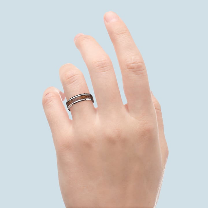 Koa Wood Wedding Ring In Tungsten (Slim 4 Mm) | Thumbnail 04