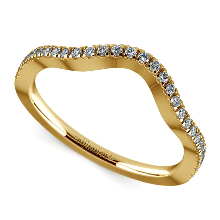 Matching Cross Split Raised Diamond Wedding Ring In Yellow Gold | 01