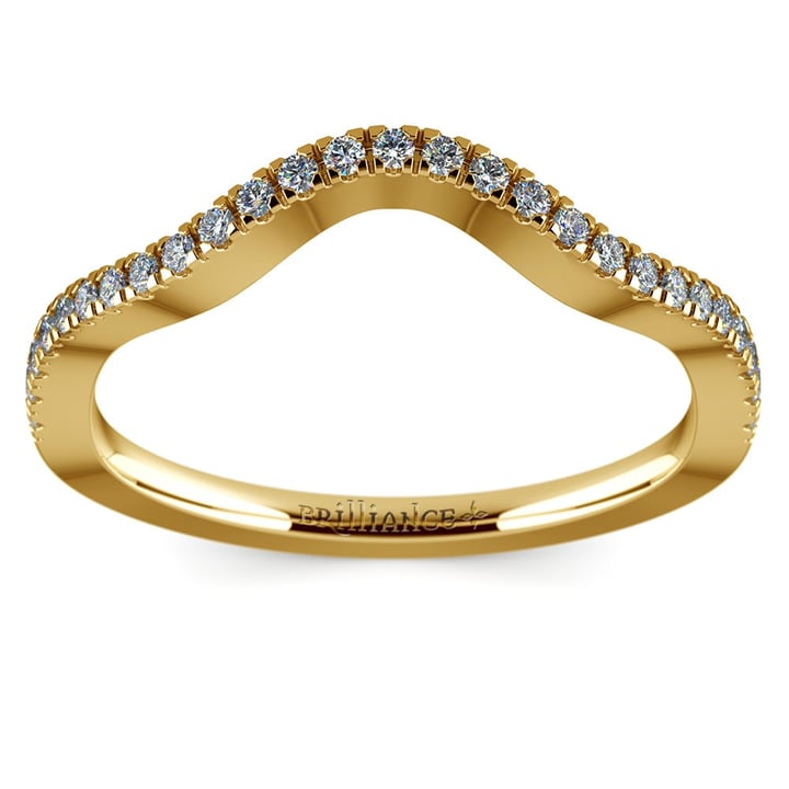 Matching Cross Split Raised Diamond Wedding Ring In Yellow Gold | Thumbnail 02