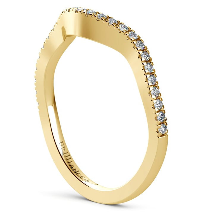 Matching Cross Split Raised Diamond Wedding Ring In Yellow Gold | 04