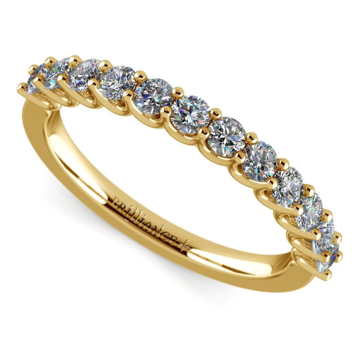 Matching U-Prong Diamond Wedding Ring in Yellow Gold | 01