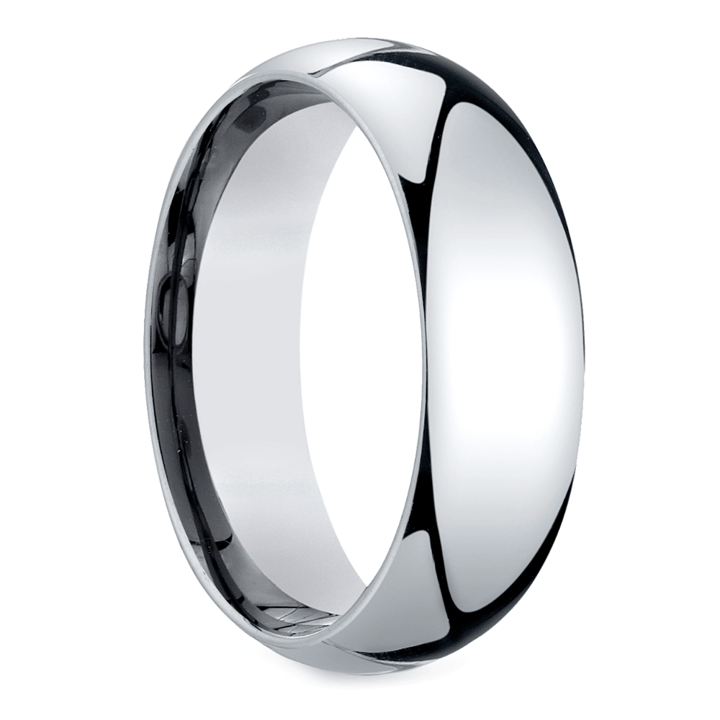 7 Mm Mid Weight Wedding Band For Men In White Gold | 02