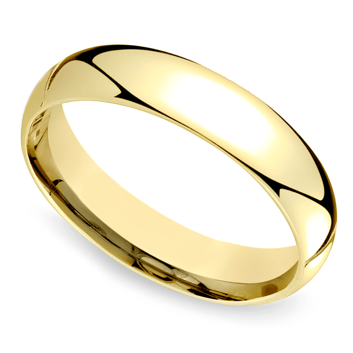 5mm Yellow Gold Diamond Band Men's Wedding Ring One 