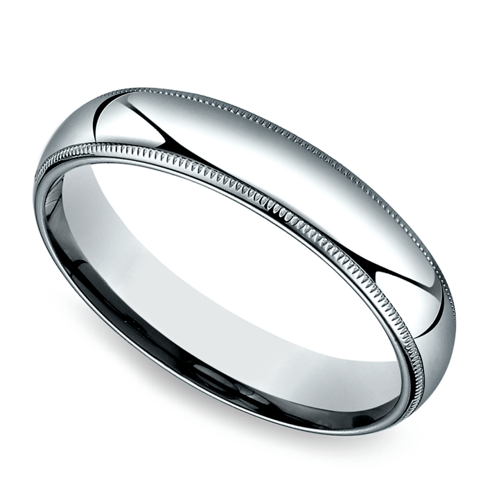 Milgrain Men's Wedding Ring in White Gold (5mm) | 01