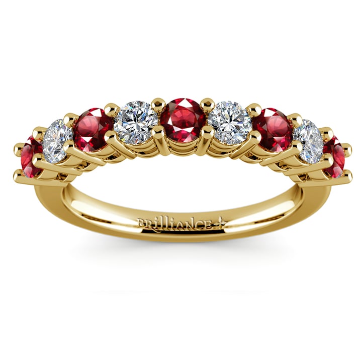 Nine Stone Gold Diamond And Ruby Ring | 02