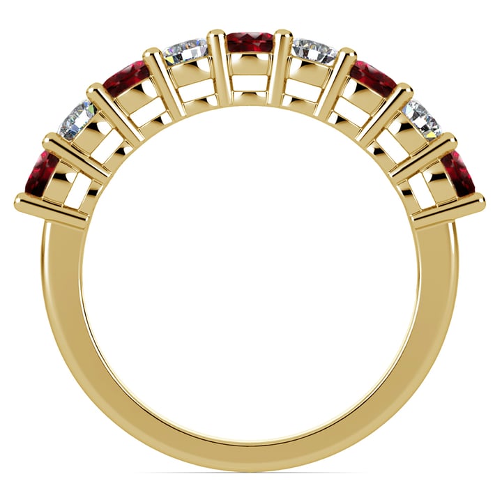 Nine Stone Gold Diamond And Ruby Ring | 03