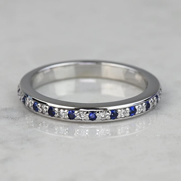 Pave Diamond And Sapphire Ring In Platinum | Thumbnail 06