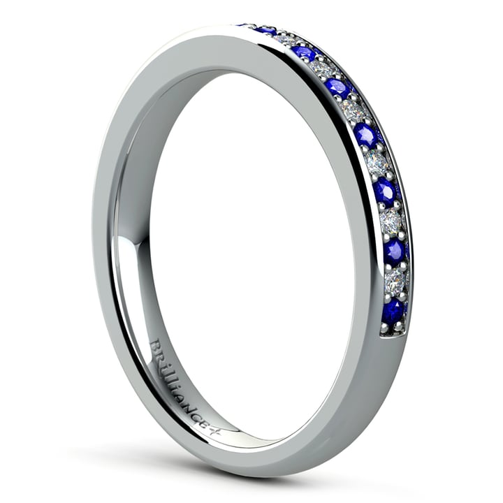 Pave Diamond And Sapphire Ring In Platinum | Thumbnail 04