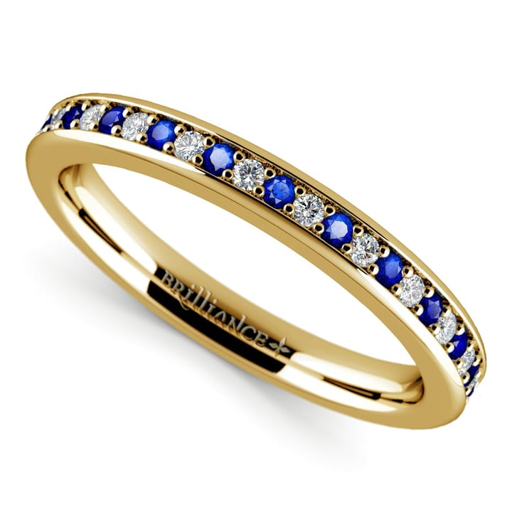 Pave Diamond And Sapphire Ring In Yellow Gold (14k or 18k) | 01