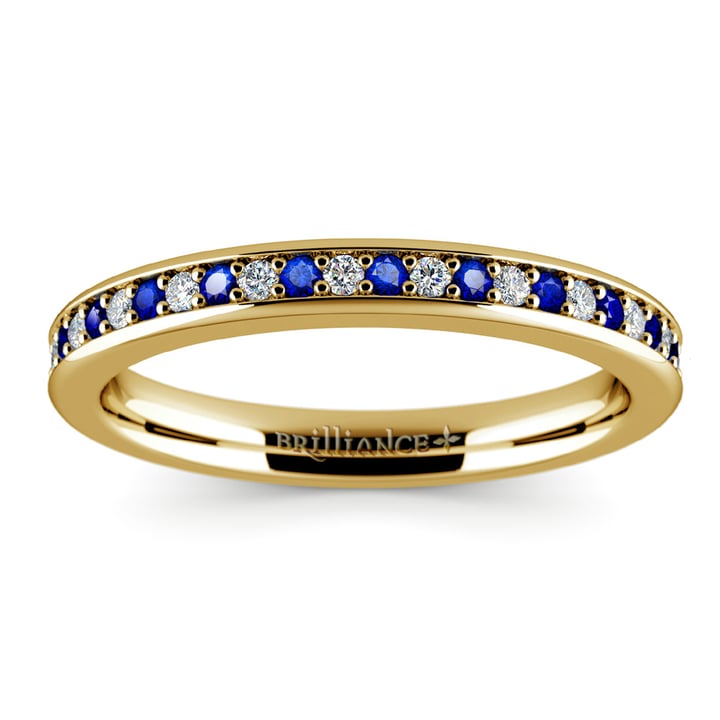 Pave Diamond And Sapphire Ring In Yellow Gold (14k or 18k) | Thumbnail 02