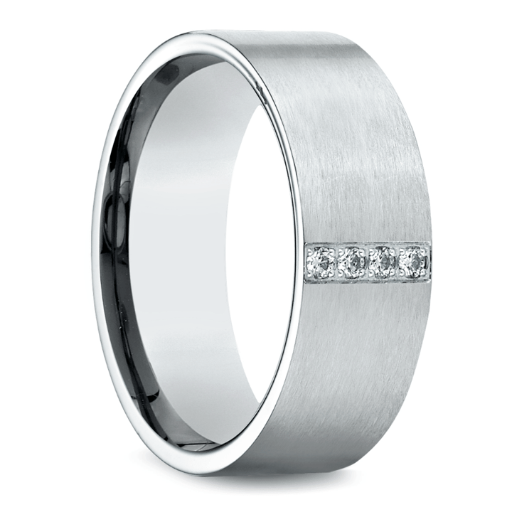 Pave Men's Wedding Ring in White Gold (8mm) | 02
