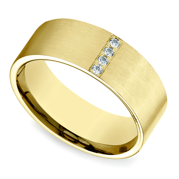 Mens Pave Diamond Wedding Band In Gold | 01