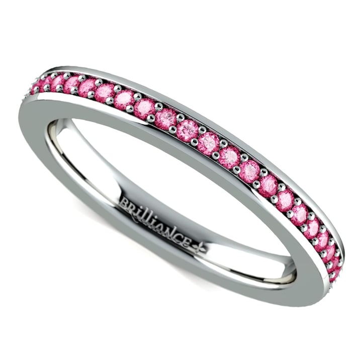 Pave Pink Sapphire Eternity Band In White Gold | Zoom