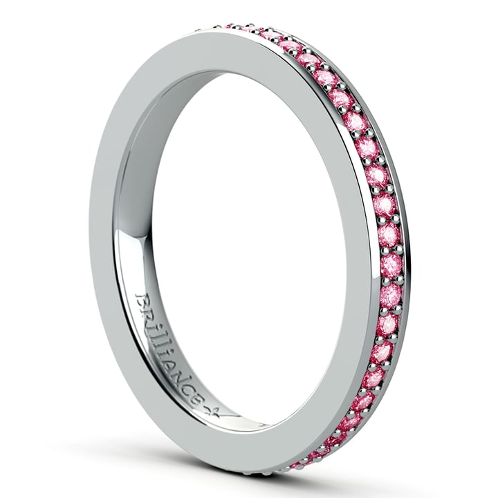 Pave Pink Sapphire Eternity Band In White Gold | Thumbnail 04