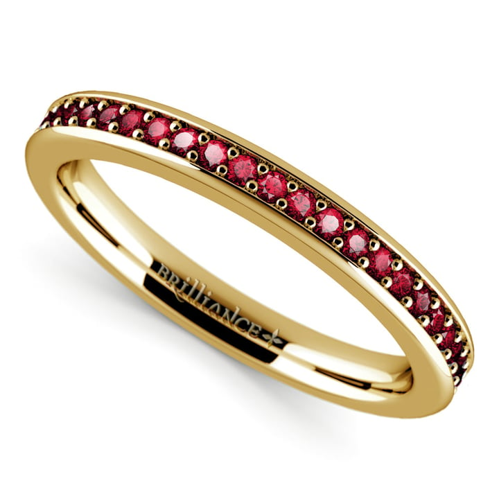 Pave Ruby Ring In Gold (14k or 18k Yellow Gold) | 01