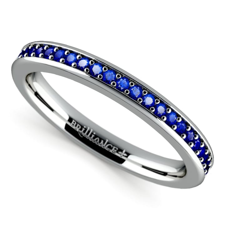 Sapphire Pave Ring In Platinum (1/3 Ctw) | Zoom