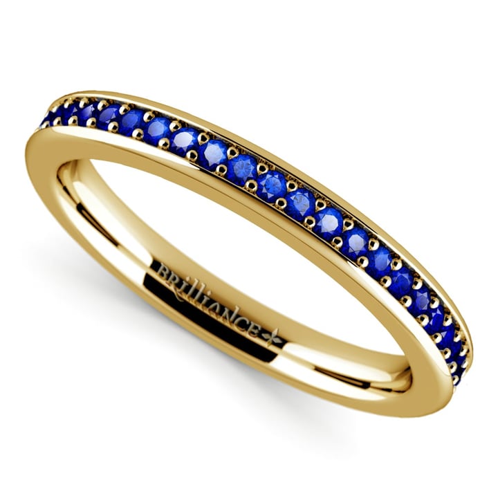 Sapphire Pave Ring In Gold (14K or 18K Yellow Gold) | 01