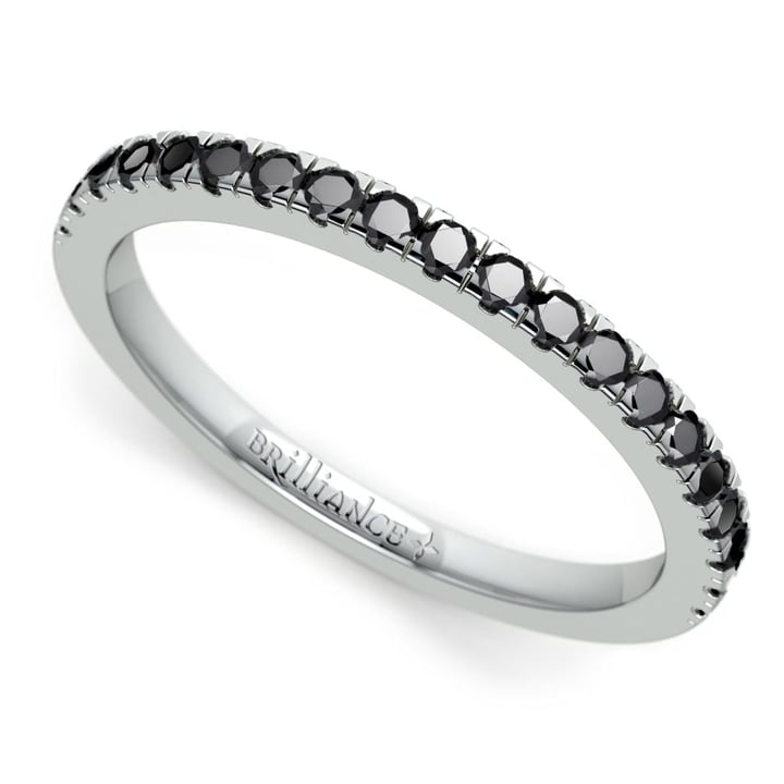 Petite Pave Ring With Black Diamonds In White Gold (1/4 Ctw) | Zoom