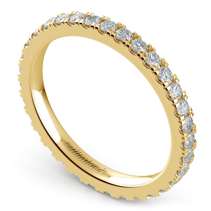4/5 Ctw Petite Pave Diamond Eternity Ring In Yellow Gold | Thumbnail 01
