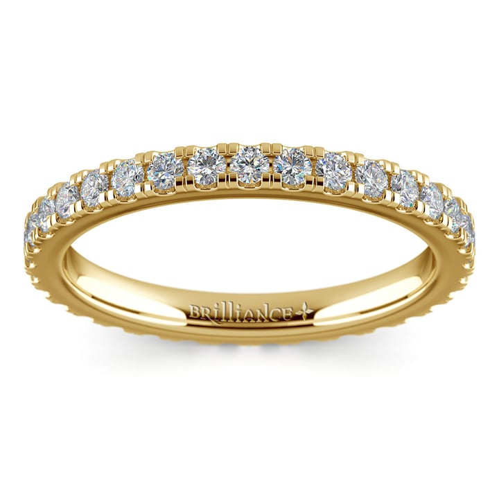 4/5 Ctw Petite Pave Diamond Eternity Ring In Yellow Gold | Thumbnail 02