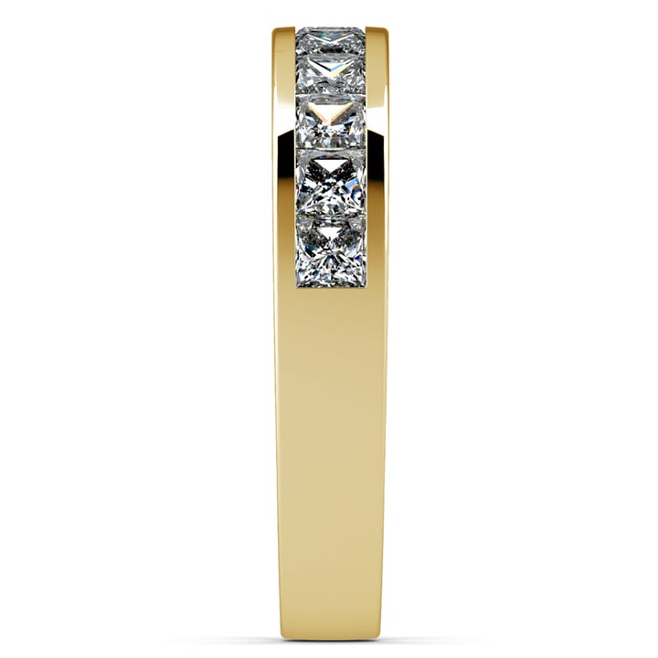 1 Ctw Princess Cut Channel Set Diamond Wedding Ring In Yellow Gold | Thumbnail 05