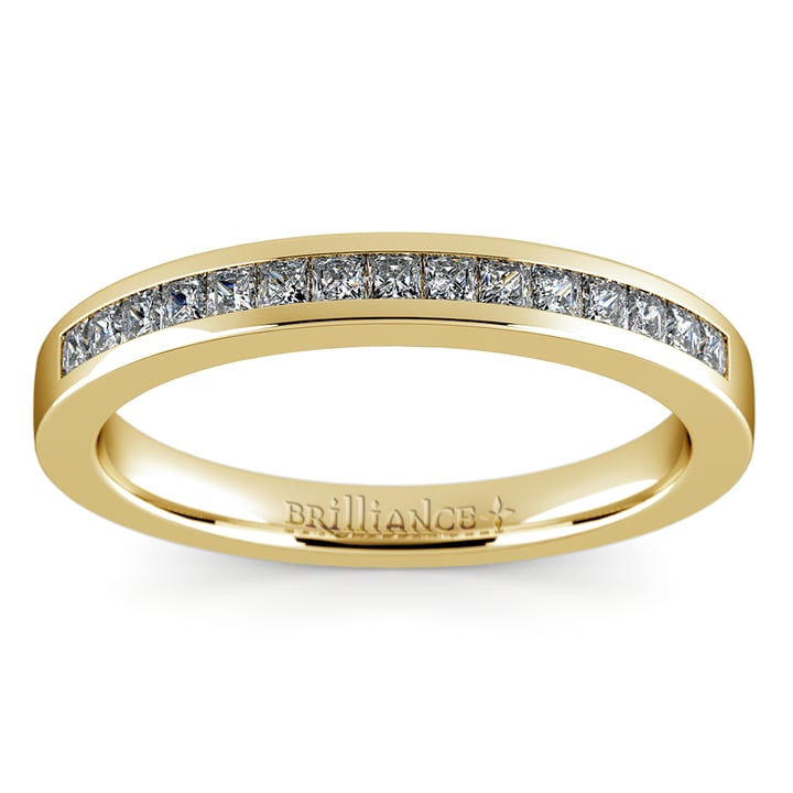 Princess Channel Diamond Wedding Ring in Yellow Gold | 02