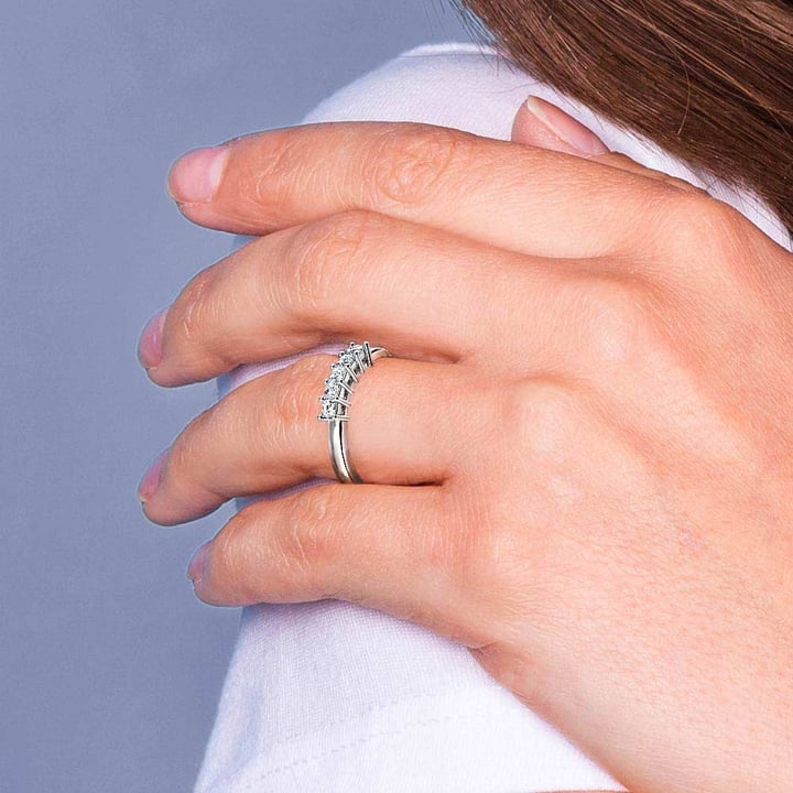 Princess Five Diamond Wedding Ring in White Gold (1 ctw) | Thumbnail 07