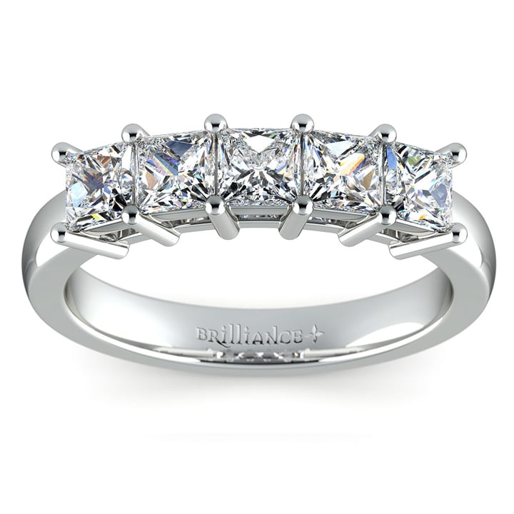 Princess Five Diamond Wedding Ring in White Gold (1 ctw) | Thumbnail 02
