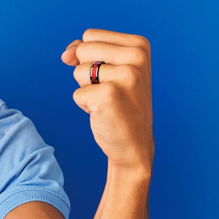 Red Opal Inlay Men's Wedding Ring in Tungsten (8mm) | 06