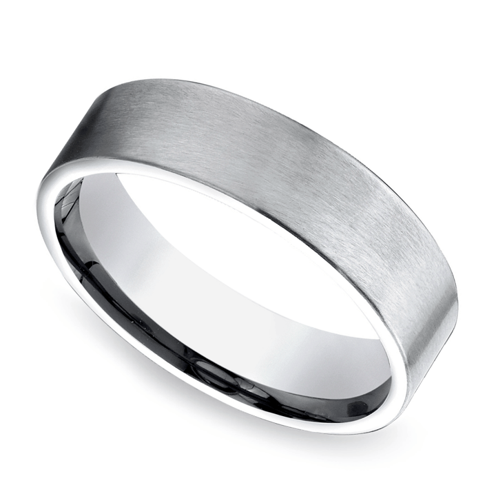 Palladium Satin Finish Wedding Ring For Men | Zoom