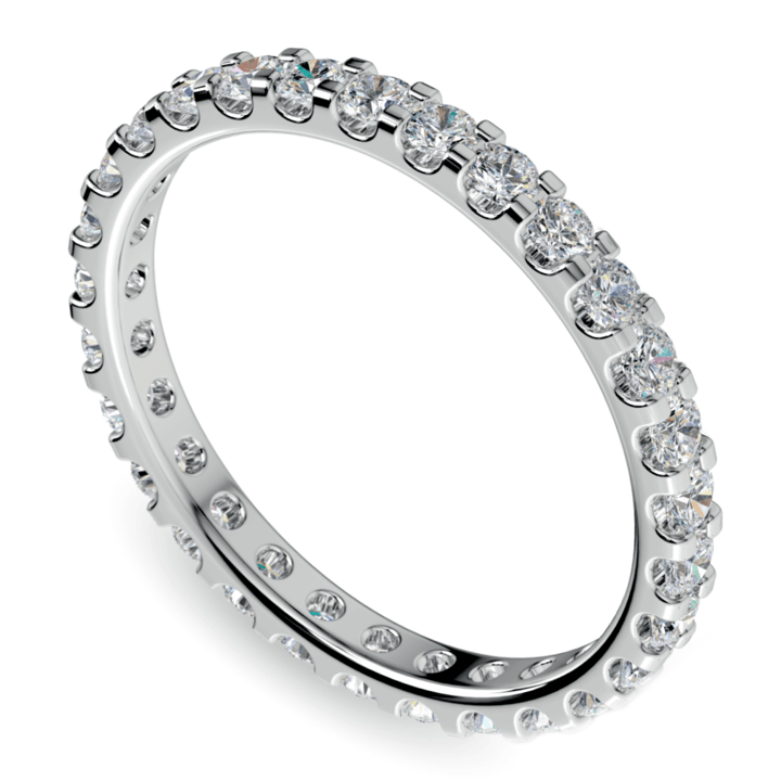 One Carat White Gold Scalloped Diamond Eternity Ring  | 01