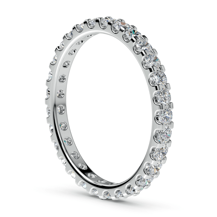 One Carat White Gold Scalloped Diamond Eternity Ring  | 04