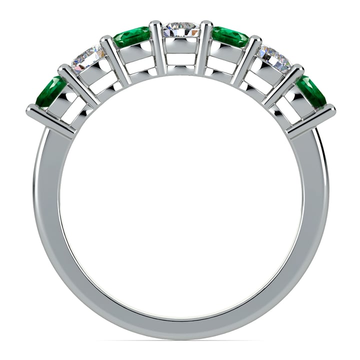 Seven Stone Diamond And Emerald Ring In Platinum | 03