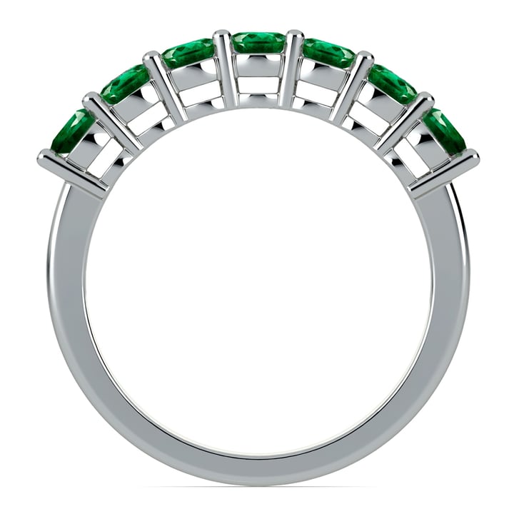 Seven Stone Emerald Ring In White Gold | Thumbnail 03