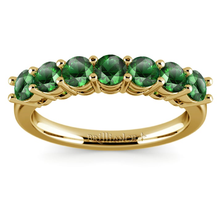 Seven Stone Emerald Ring In Yellow Gold | Thumbnail 02