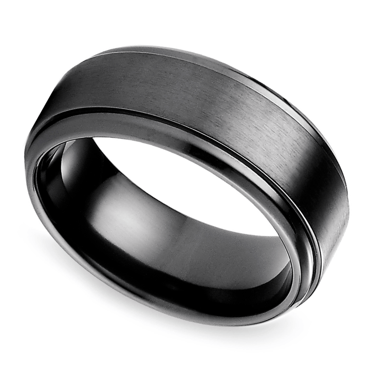 Toepassing Rennen Onverschilligheid Step Edge Men's Wedding Ring in Black Titanium (9mm)