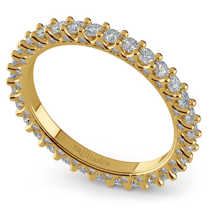 3 Sided Diamond Eternity Band In Yellow Gold | 01
