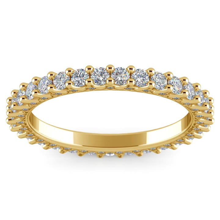 3 Sided Diamond Eternity Band In Yellow Gold | Thumbnail 02
